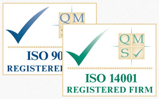 ISO 9001 and ISO 14001 logos