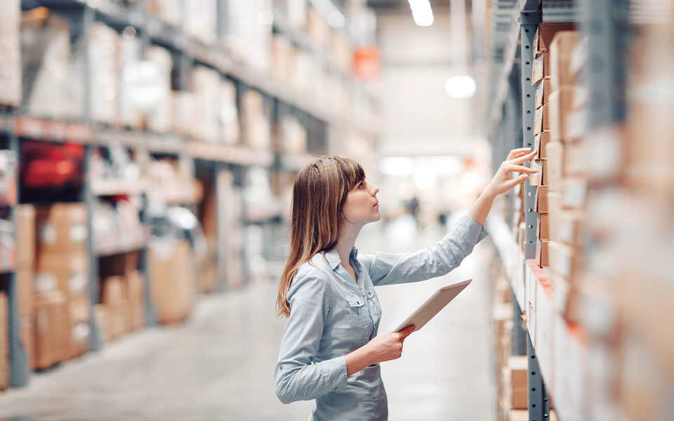 Employee doing a stock take