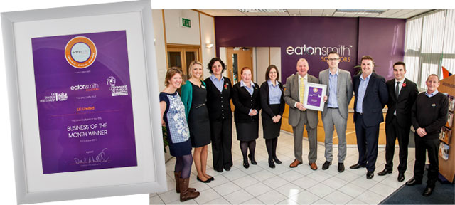 LSi receive the Business of the Month award from Eaton Smith