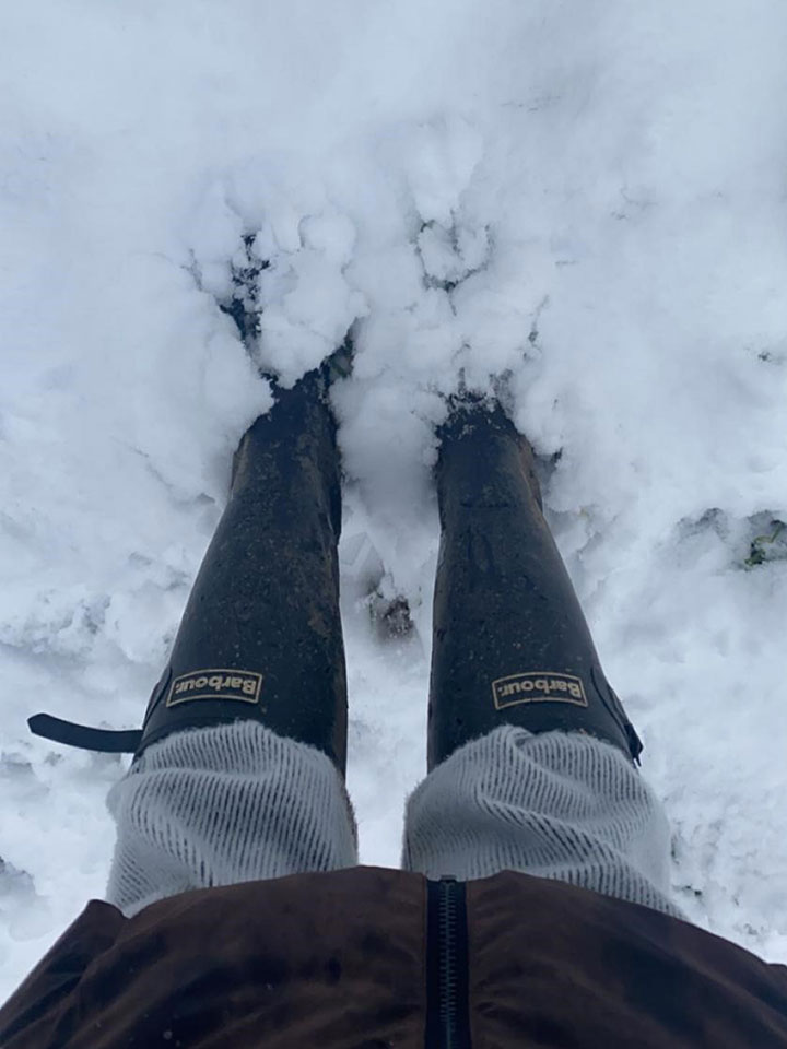 Feet in snow