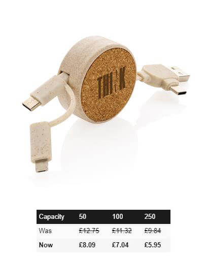 Cork and Wheat 6-in-1 Retractable Cable