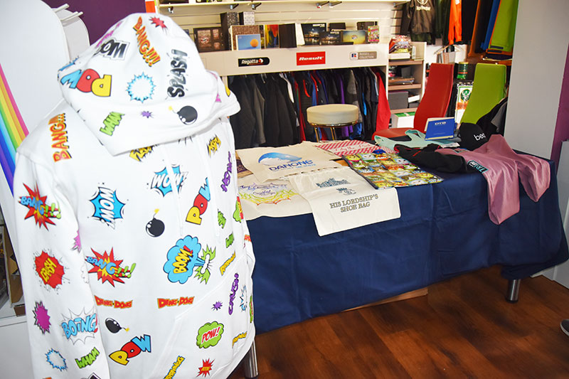clothing table showcasing new products