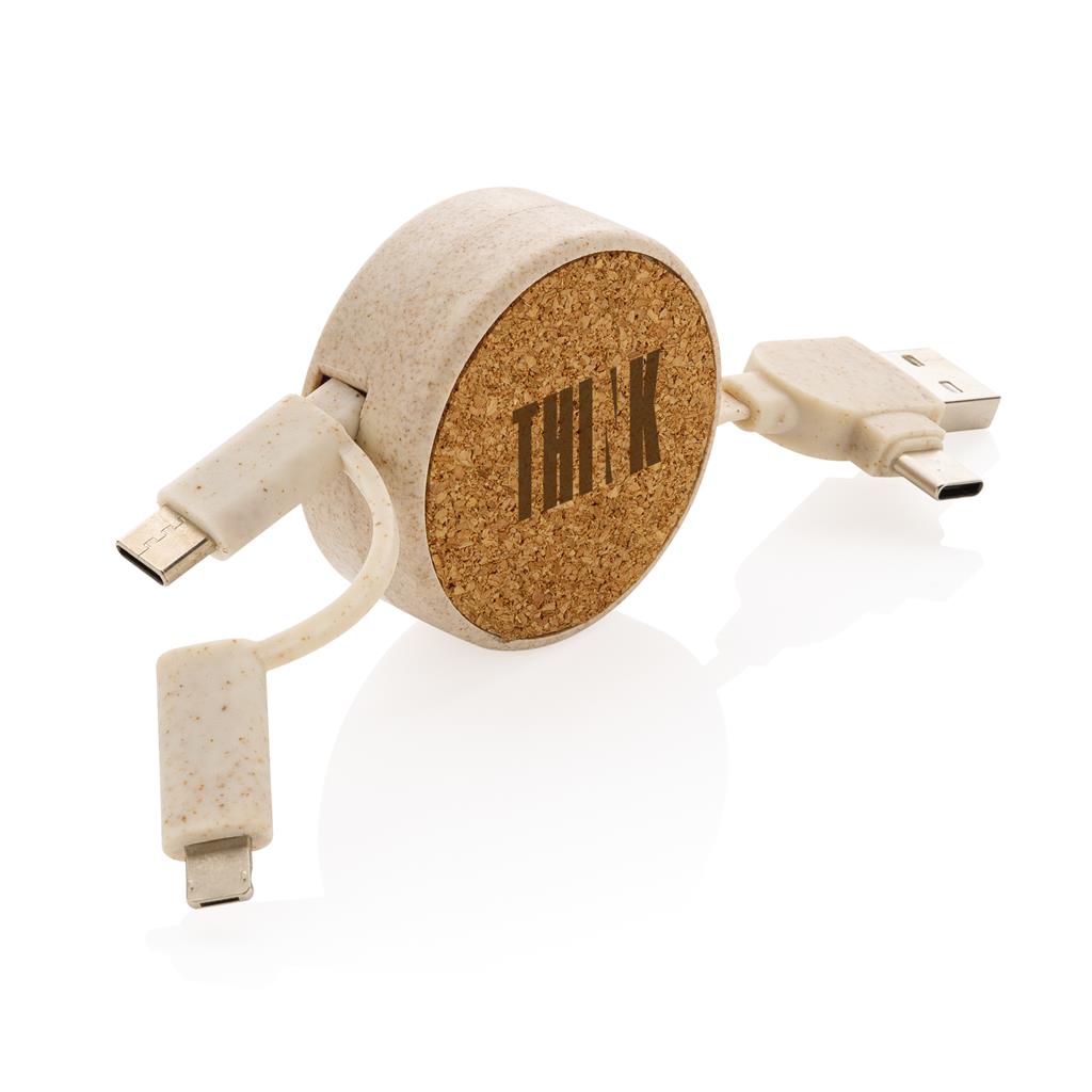 Cork and Wheat 6-in-1 retractable cable