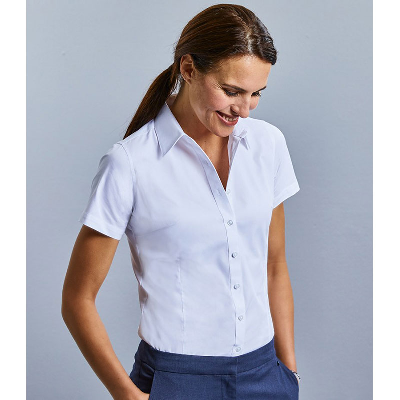 Russell Collection Ladies Short Sleeve Tailored Coolmax® Shirt