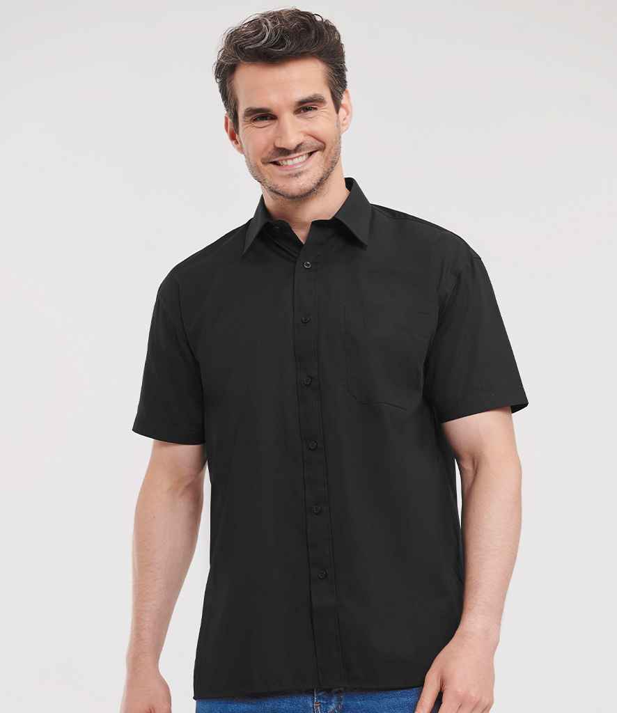 Russell Collection Short Sleeve Easy Care Cotton Poplin Shirt