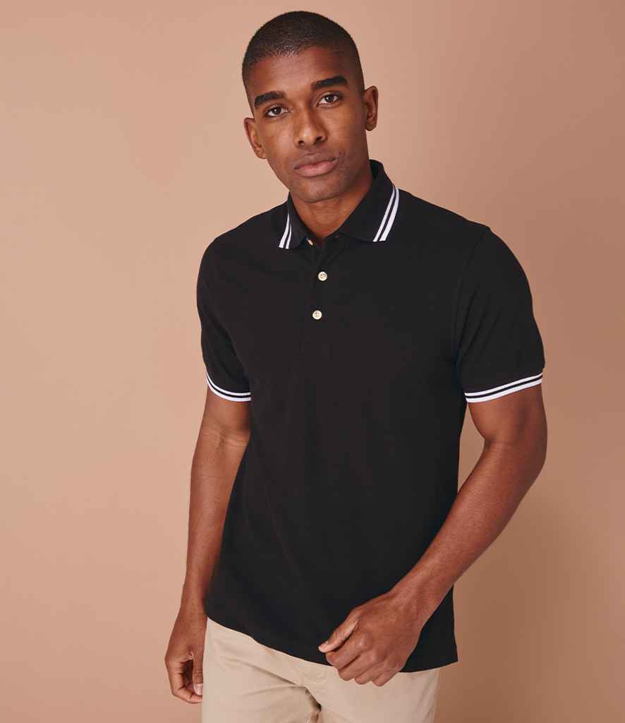 Henbury Contrast Double Tipped Cotton Piqué Polo Shirt