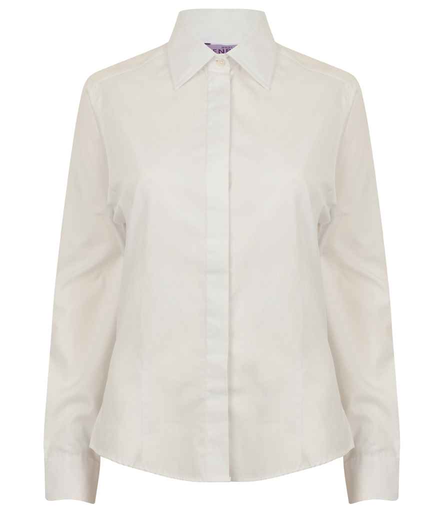 Henbury Ladies Long Sleeve Pinpoint Oxford Shirt