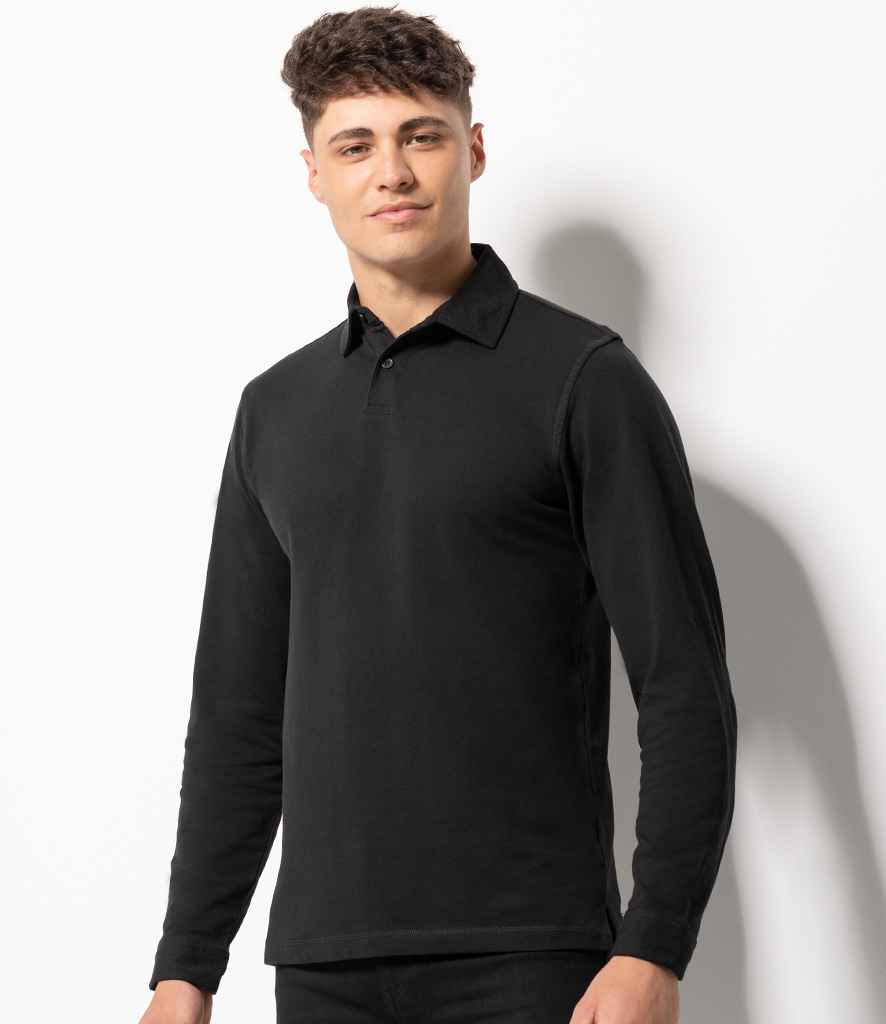 SF Men Long Sleeve Stretch Polo Shirt