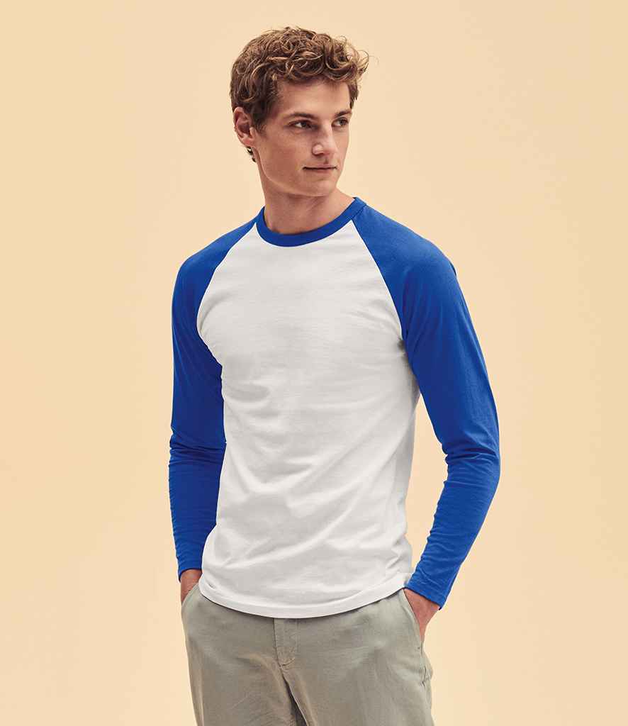 Fruit of the Loom Contrast Long Sleeve Baseball T-Shirt