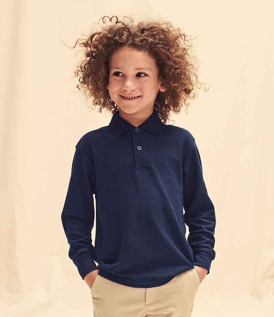 Fruit of the Loom Kids Long Sleeve Poly/Cotton Piqué Polo Shirt