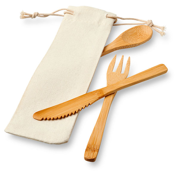 Bamboo Cutlery Set With Pouch