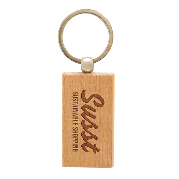 Natural Beech Wood Key Ring