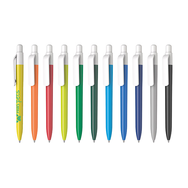 Kind rPET White Clip Ballpen - Spot Colour