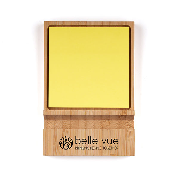 Bamboo Phone Stand with Sticky Note Holder - Spot Colour