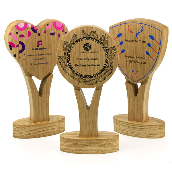 Solid Oak Trophy Award - Engraved