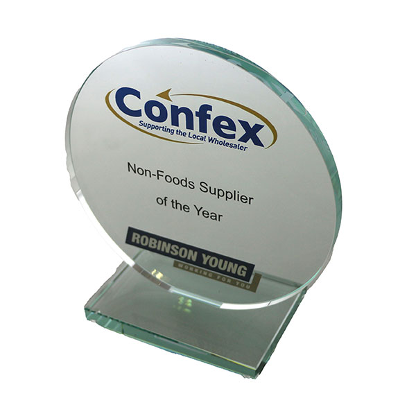15 x 10cm Jade Glass Circle Award - Full Colour