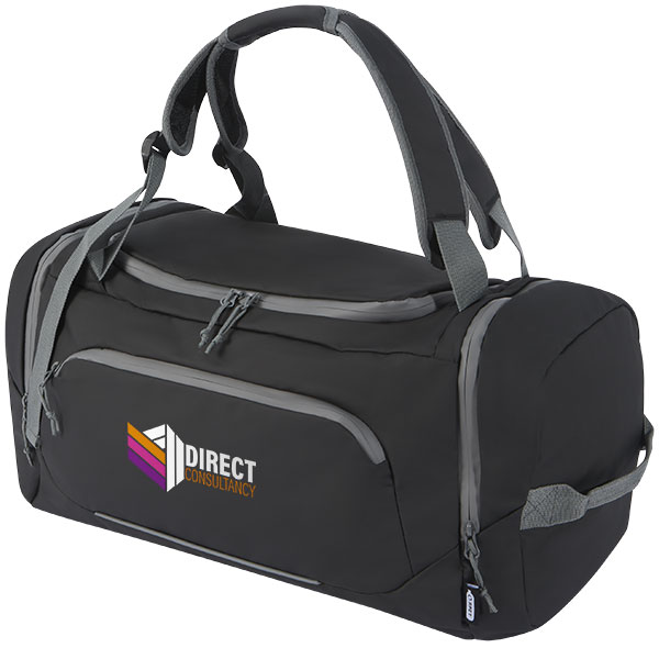Aqua GRS Recycled Water Resistant Duffel Backpack - Full Colour