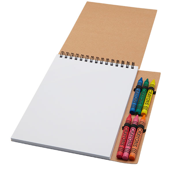 A5 Spiral Soft Cover Notebook and Crayon Set
