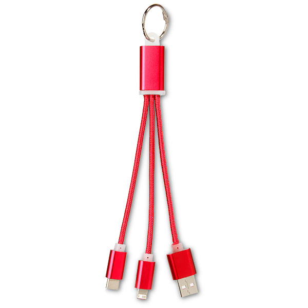 Metal 3 in 1 Charging Cable with Key Ring - 1 Colour