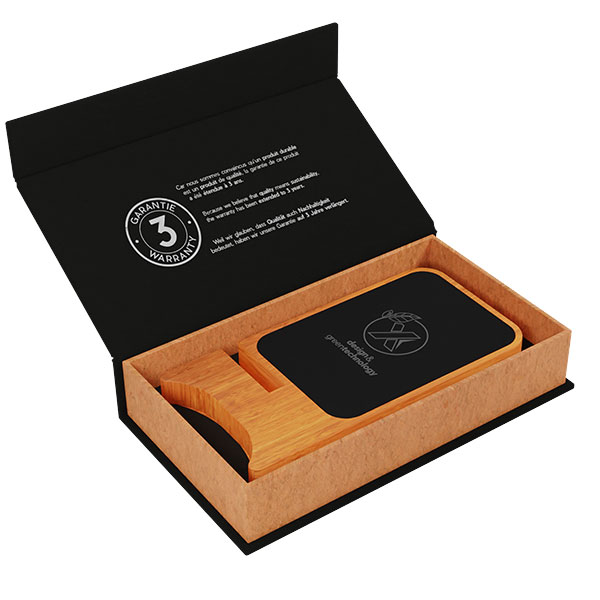 SCX Light-Up Wireless Wooden Phone Stand - Engraved